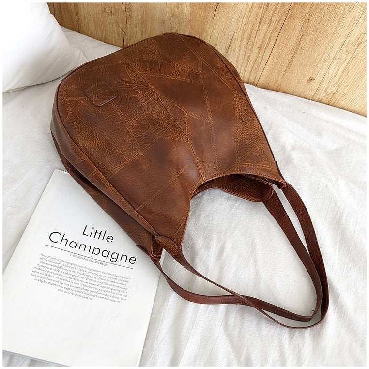 Tote Bag Artistic Simple Shoulder Handbag Multi-Compartment Leisure Women's Cross-Body Bag