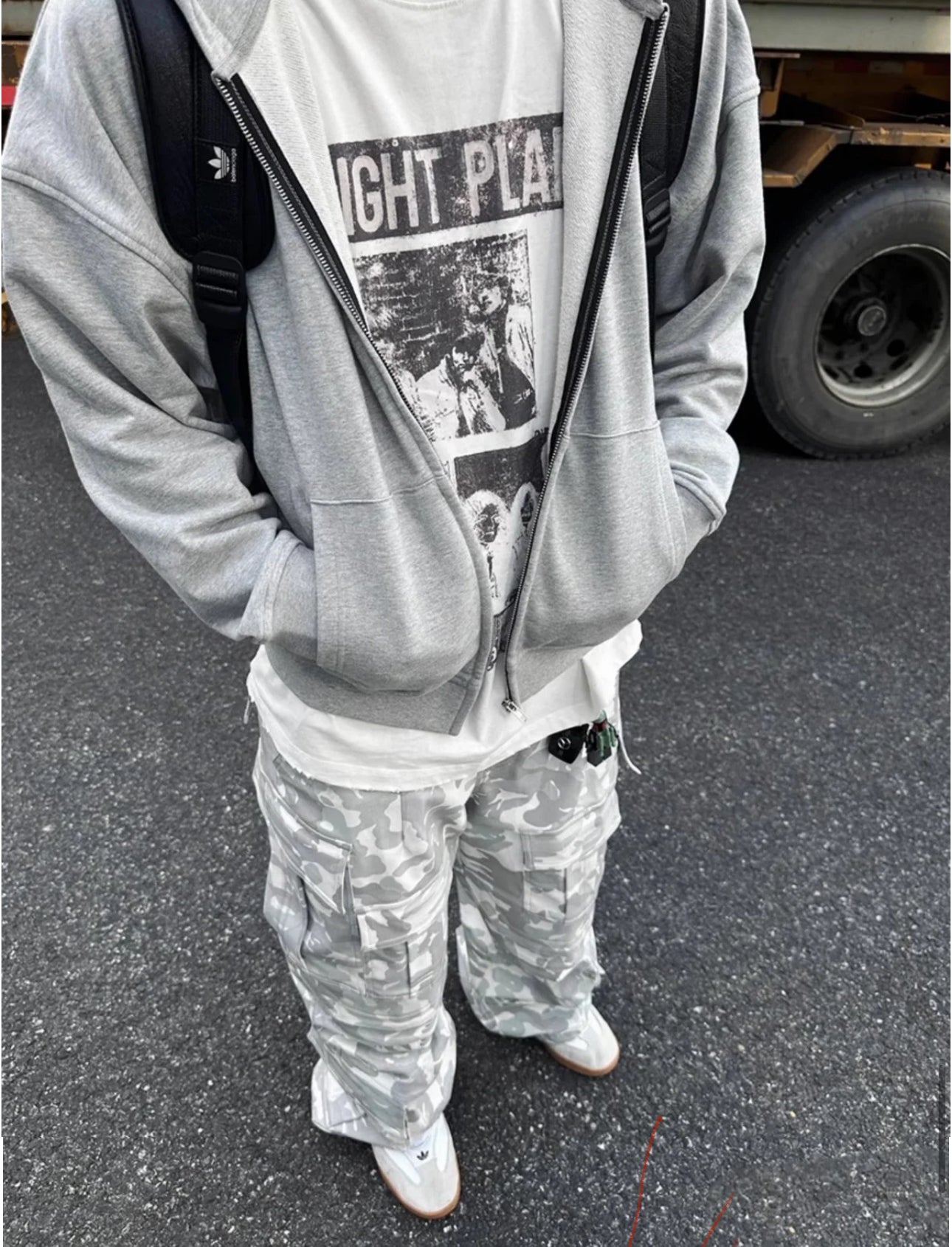 Far Camo Cargo Pant White Camo Multi-Pocket Wide-Leg Workwear Functional Trousers Tactical Paratrooper Pants Men