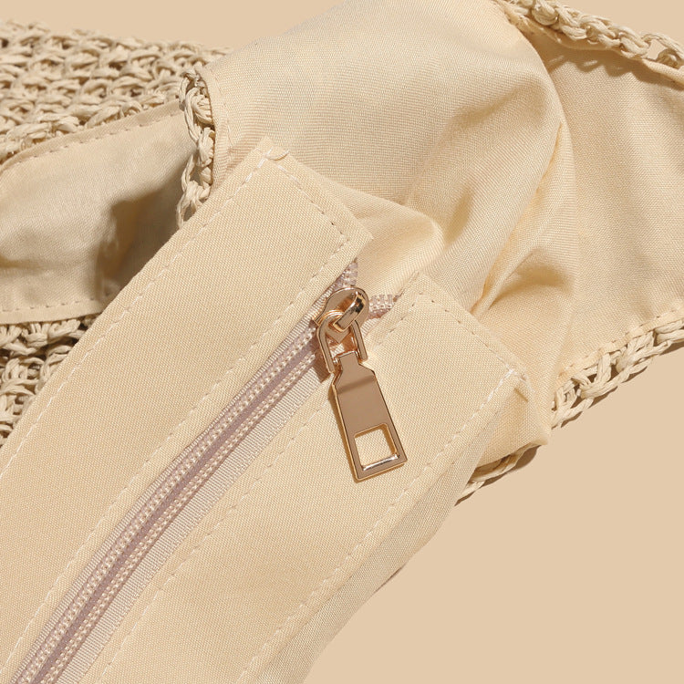 Korean Straw Bag Ins Style Rattan Woven Bag New Handmade Woven Bag Straw Woven Bag Single Shoulder Handbag for Women