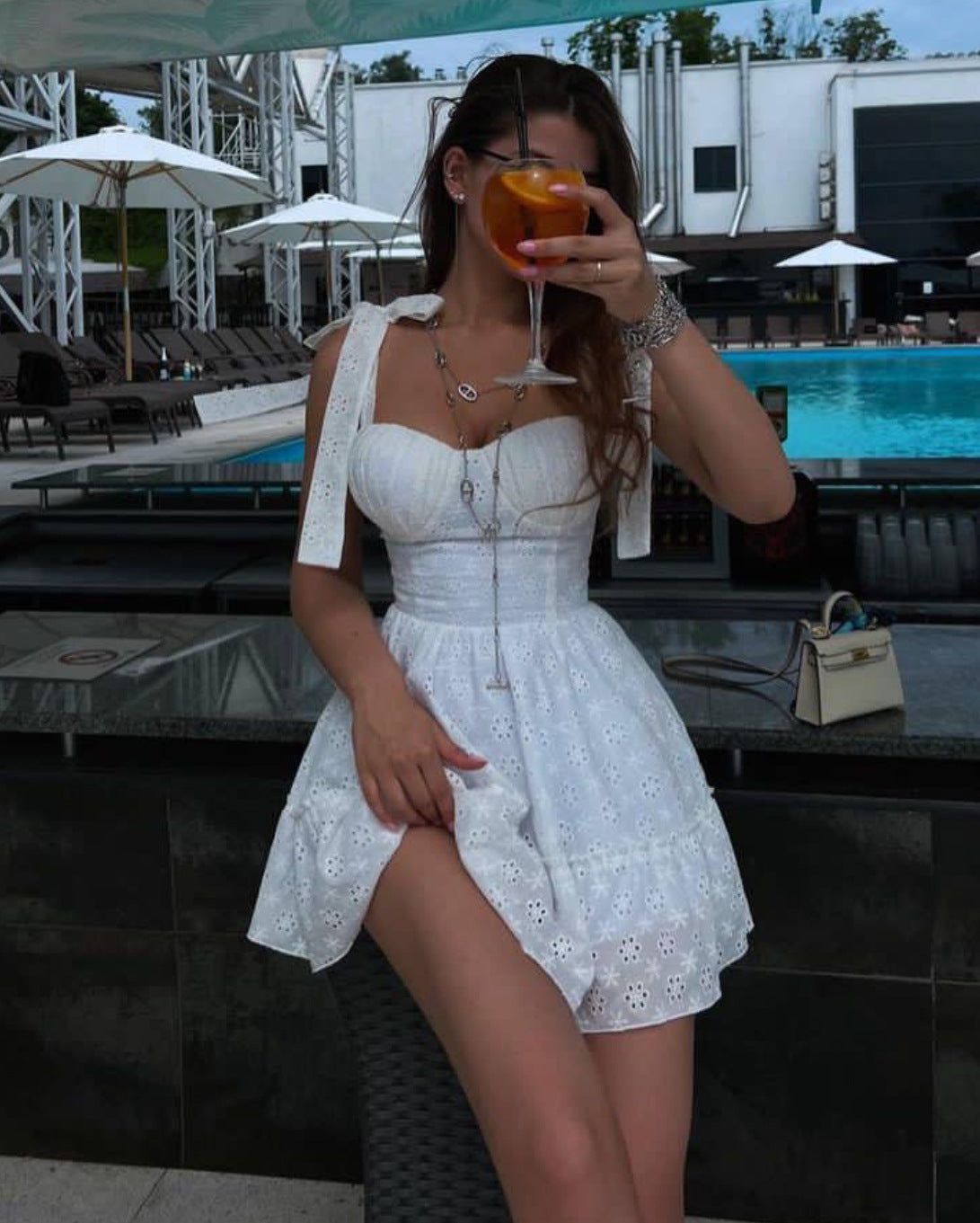 Strappy Waist-Cinching Slimming Bow Tie Strap Dress