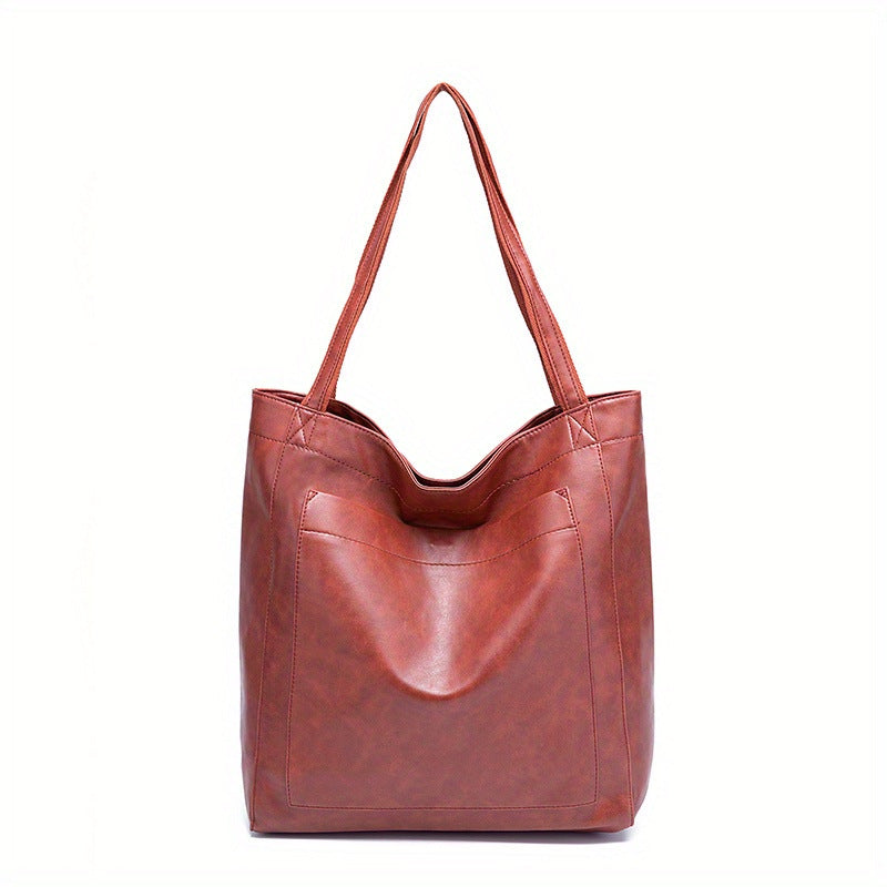 Vintage Oil Wax Leather Simple Versatile Handbag Commuter Women's Bag