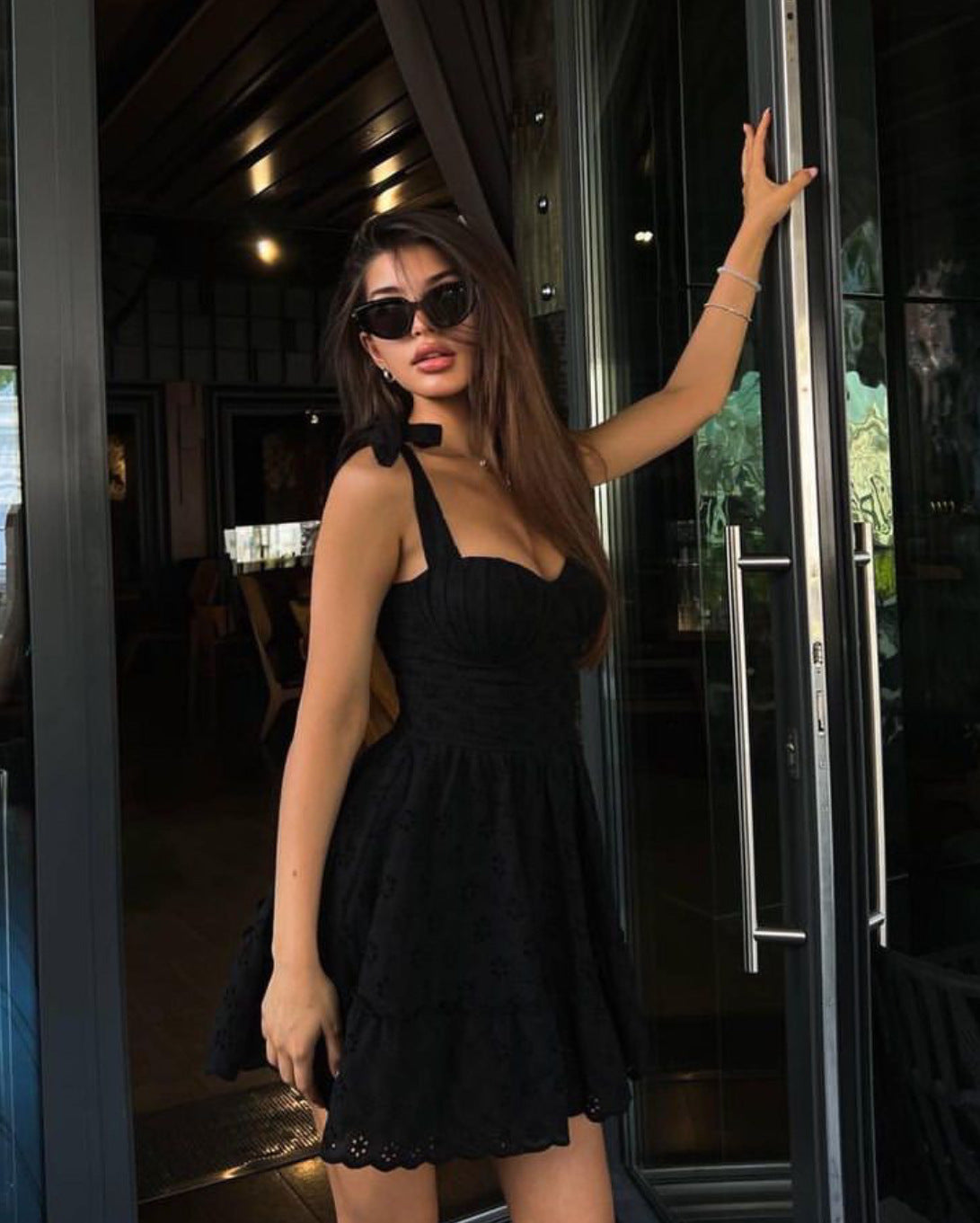 Strappy Waist-Cinching Slimming Bow Tie Strap Dress