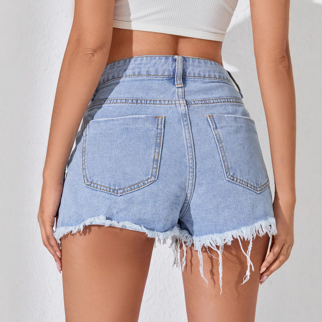 Denim Shorts Sexy Street Chain Three-Quarter Shorts