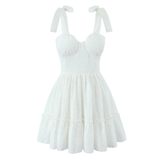 Strappy Waist-Cinching Slimming Bow Tie Strap Dress