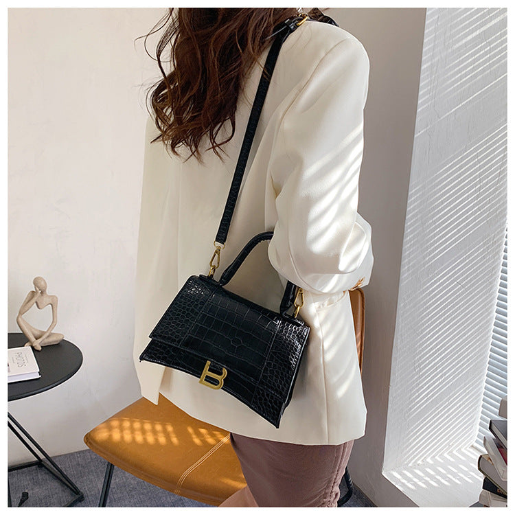Hourglass Bag Crocodile Pattern Baguette Small Square