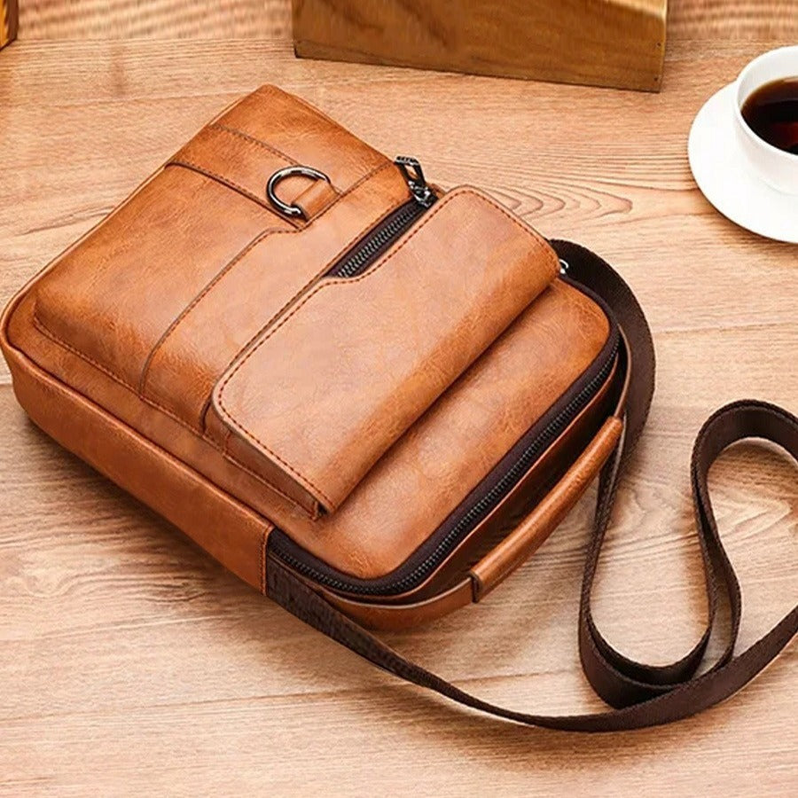 Single Shoulder Crossbody Handbag Fashion Men's Soft Bag Vertical Small Backpack Multifunctional Retro Crossbody Bag