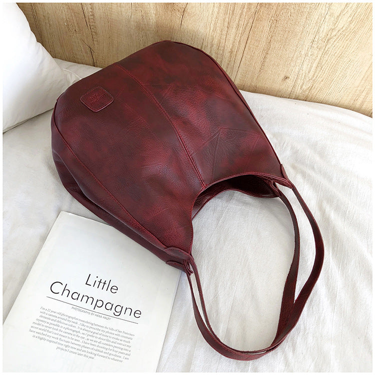 Tote Bag Artistic Simple Shoulder Handbag Multi-Compartment Leisure Women's Cross-Body Bag